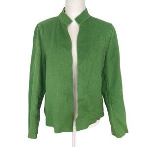 Harvé Benard Collection Womens Green Open Front Cardigan Jacket Sz 8 Wool Blend